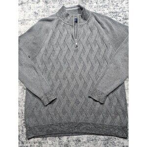 Tommy Bahama Sweater Men's XL Gray Quarter Zip Knit Long Sleeve Pullover